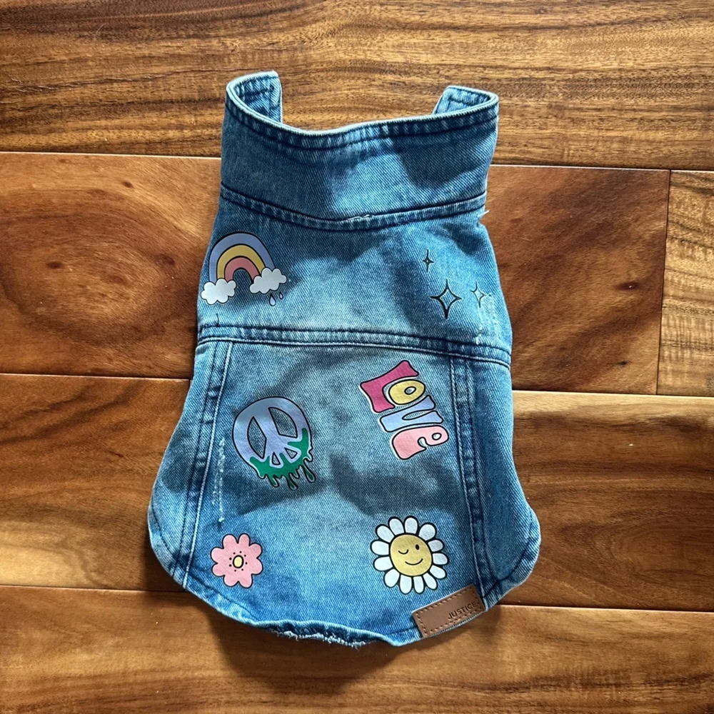 Justice Pet Denim Printed Dog Jacket size XS